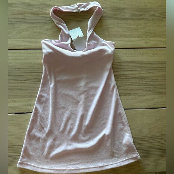 Fabletics Terry Halter Baby Doll Dress in soft pink - Size Small New with tags - Picture 2 of 8